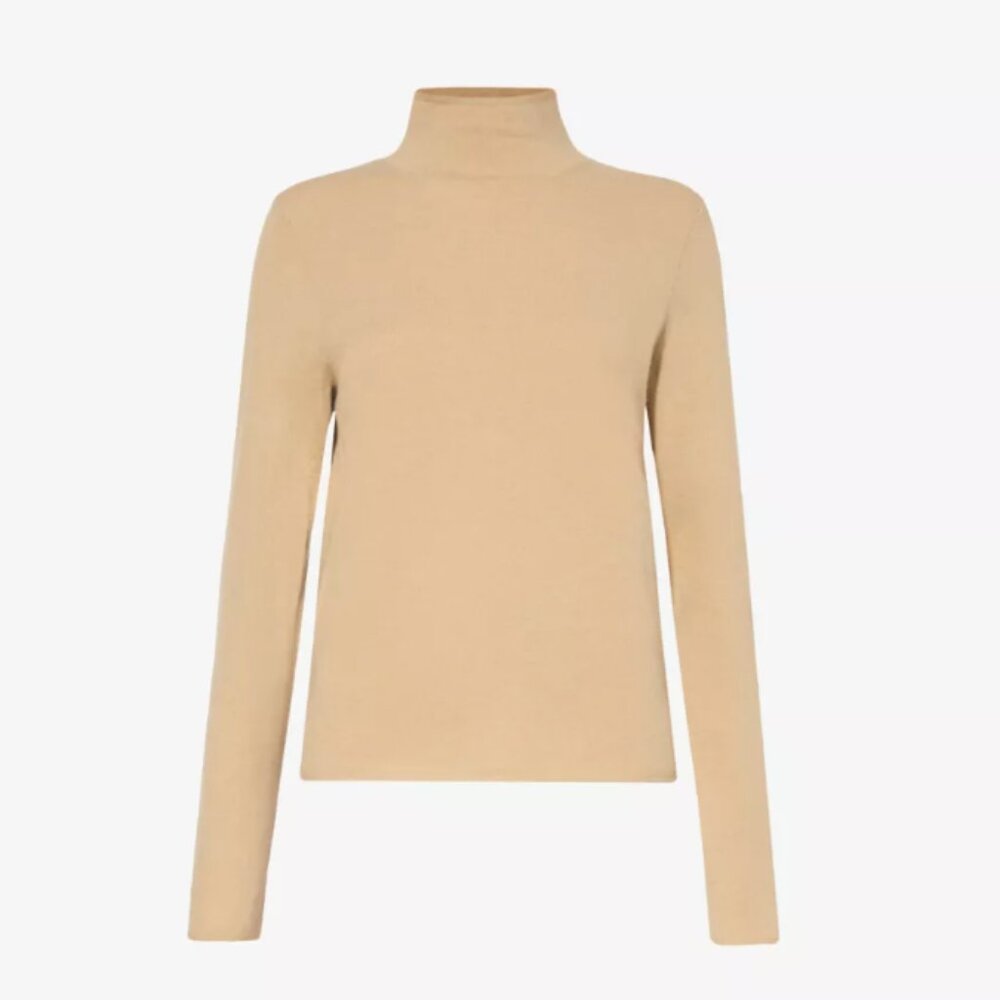 Vince Wool-cashmere Trapeze Turtleneck Sweater In Cashew - XXS